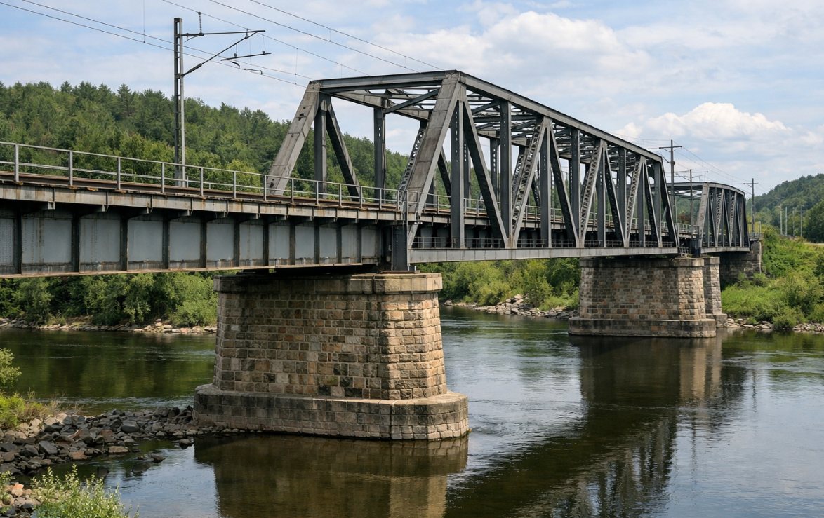 Steel truss bridge over a river