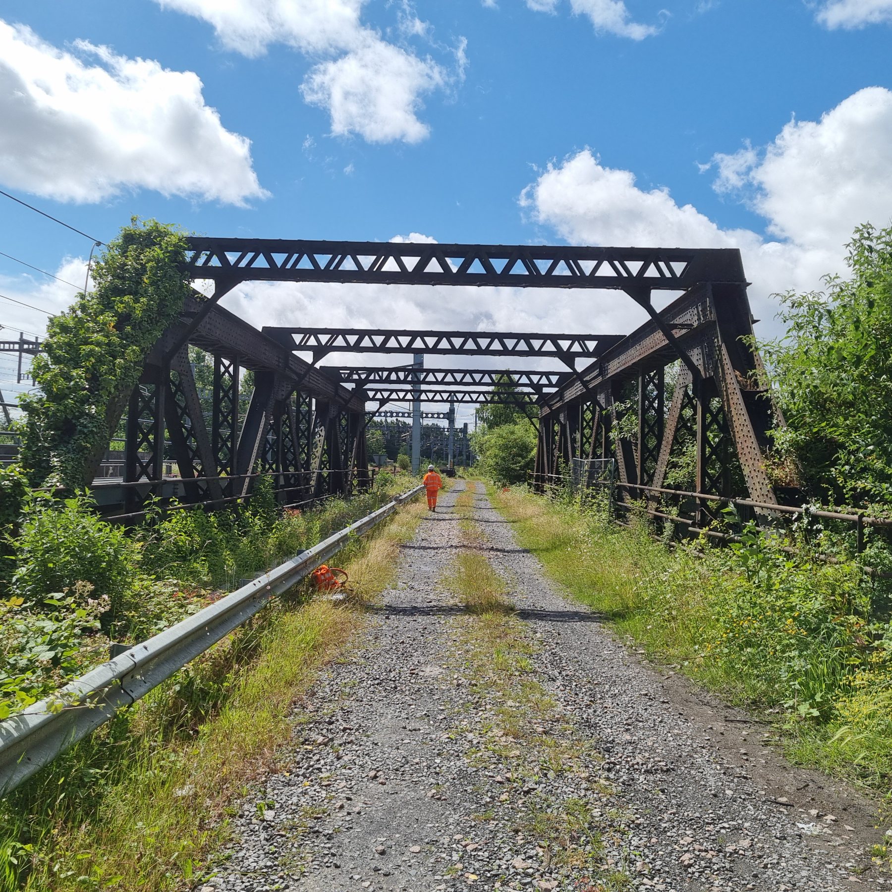 Disused truss underbridge spanning the River Ebbw